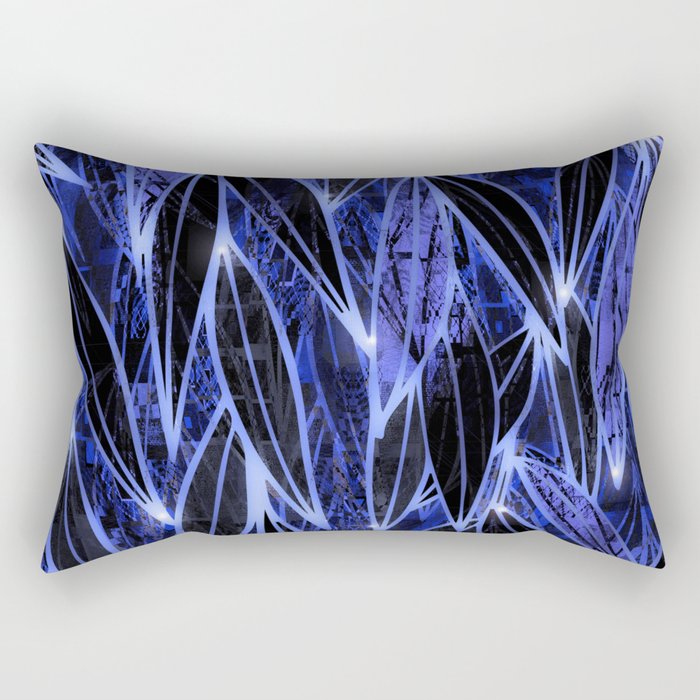Blue Bamboo Night Print Rectangular Pillow