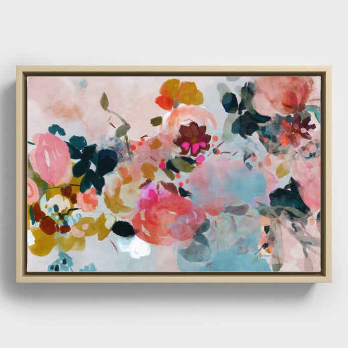 floral bloom abstract painting Framed Canvas