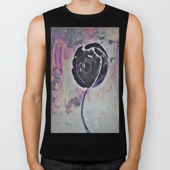 Negro Night Golden Rose Biker Tank