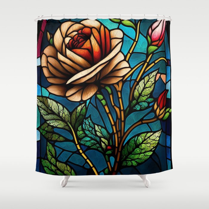 Stained Glass Flower Shower Curtain