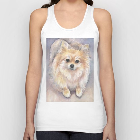 Pomeranian Watercolor Pom Puppy Dog Painting Unisex Tank Top