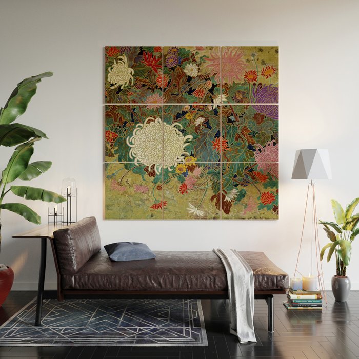Vivid type flower Japanese painting Wood Wall Art