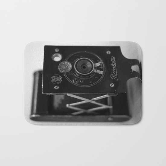 Black and white Vintage camera Bath Mat