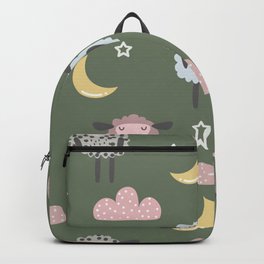 Sweet sleeping sheep pattern green Backpack