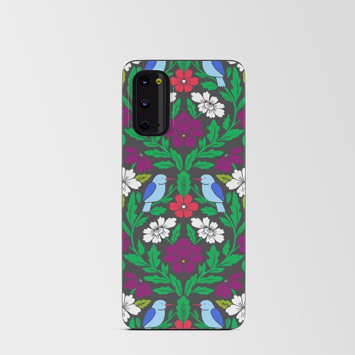 Birds and flowers in a colorful damask Android Card Case