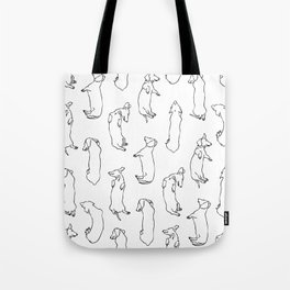 Dachshund Sleep Study Pattern. Sketches of my pet dachshund's sleeping positions. Tote Bag