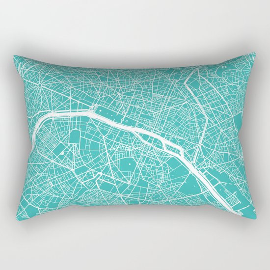 Paris map turquoise Rectangular Pillow