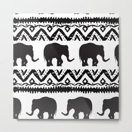 Elephant ethnic boho  Metal Print | Elephant, Elephants, Pattern, Bohodecor, Black And White, Boho, Ethnicboho, Animal, Wildelephants, Minimalist 
