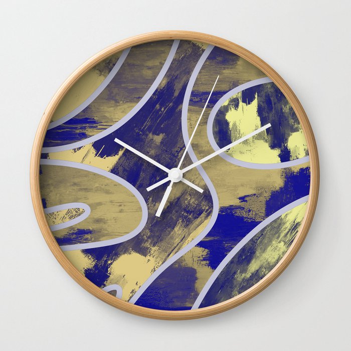 Textured Segments - Abstract, textured painting Wall Clock