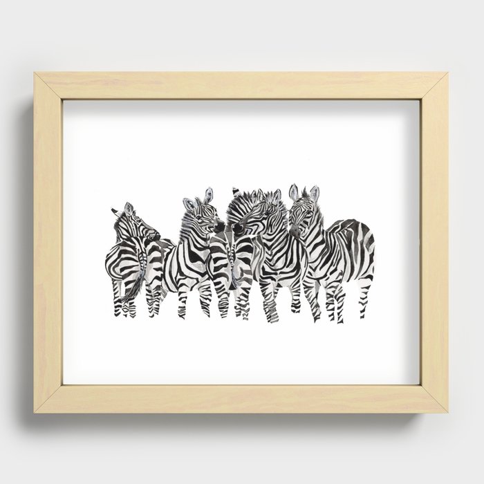 Zebra Butts Watercolor Recessed Framed Print