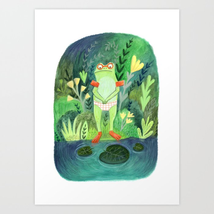 Frog going for a swim Art Print