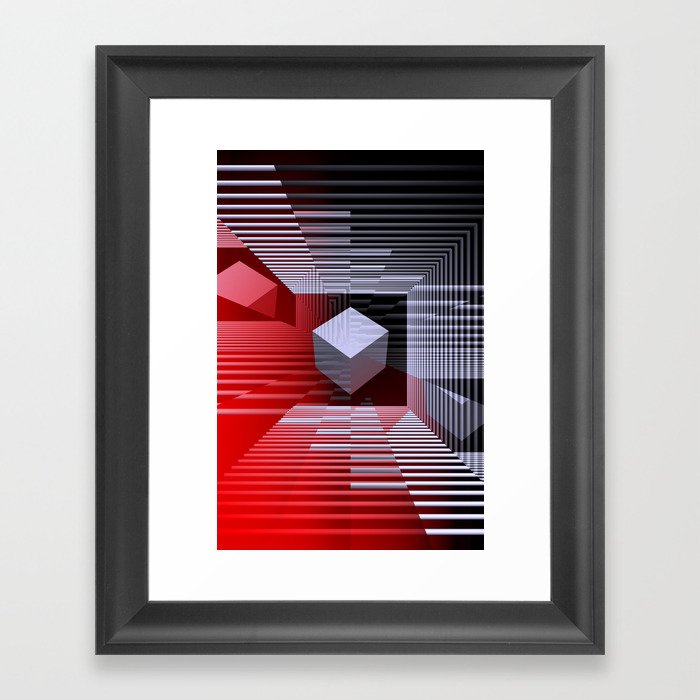 illusion red, white and black Framed Art Print