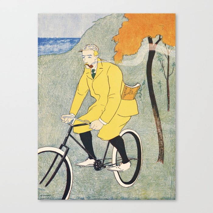 Man Riding Bicycle Canvas Print