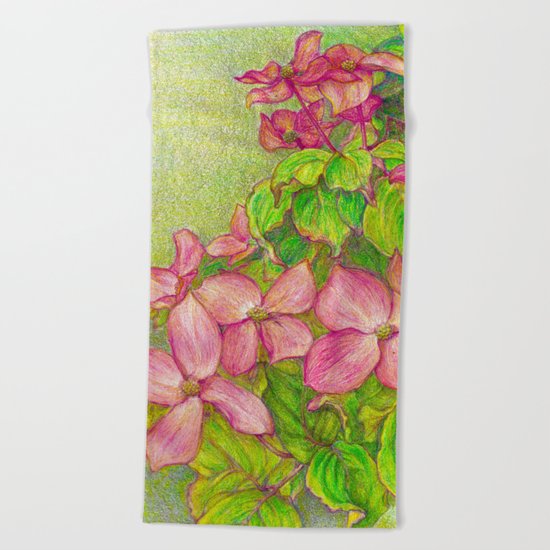 Satomi Dogwood, Pencil Sketch Beach Towel