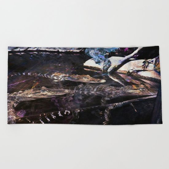 Falling Alligator Tank Of The Funky Newcomer Beach Towel