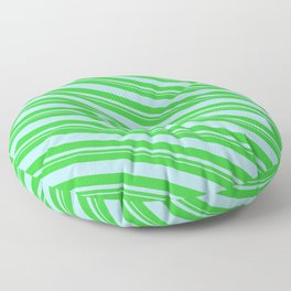 [ Thumbnail: Lime Green and Powder Blue Colored Pattern of Stripes Floor Pillow ]