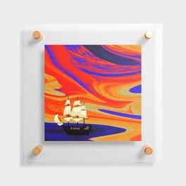Sky Colorful swirl abstract orange and blue  Floating Acrylic Print