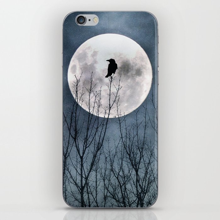 Night Raven Lit By The Full Moon iPhone Skin