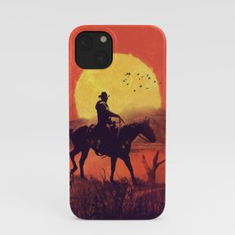 Red dead cowboy sunset  iPhone Case