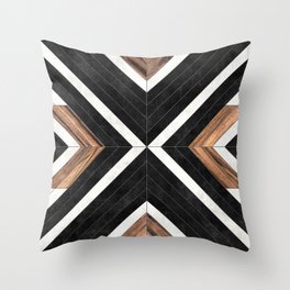 Urban Tribal Pattern No.1 - Concrete and Wood Throw Pillow