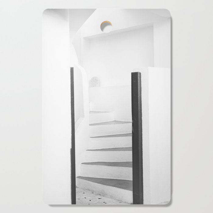 Santorini Oia Stairs Black White #2 #wall #art #society6  Cutting Board
