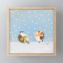 Hedgehog Skating Framed Mini Art Print