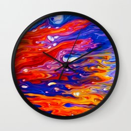 Fluid Abstract Art - Blue vs. Red battle - Oil painting effect Wall Clock