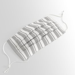 [ Thumbnail: White and Dark Gray Colored Striped Pattern Face Mask ]