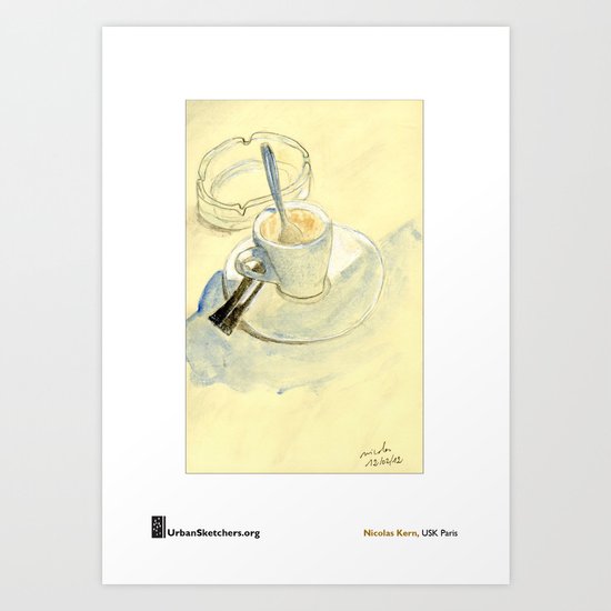 Nicolas Kern, "Barcelone, Café en terrasse" Art Print