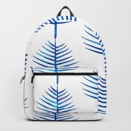 Watercolor Palm Leaves Blue and White Backpack