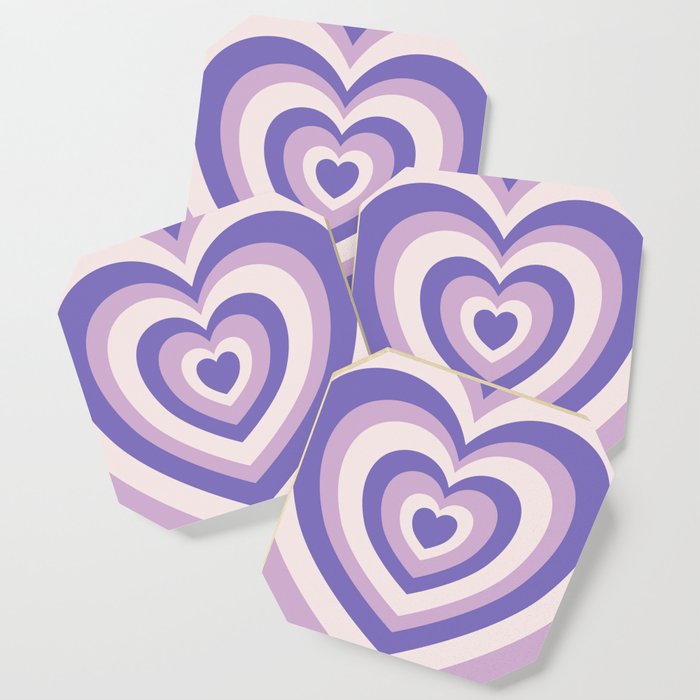 Retro Hearts - Pastel Purple Coaster