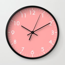 Coral Pink Pastel Solid Color Block Spring Summer Wall Clock