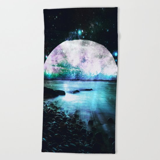 Mystic Lake Teal Violet Beach Towel