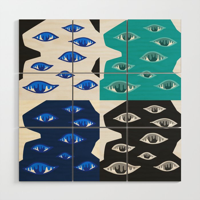 The crying eyes patchwork 2 Wood Wall Art