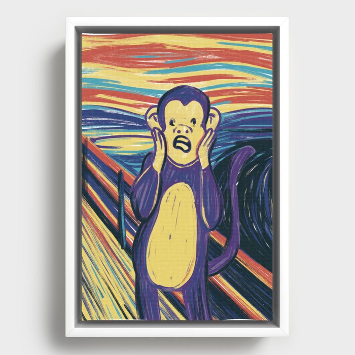 Screaming Monkey (Scream Parody) Framed Canvas
