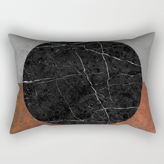 Abstract - Marble, Concrete, Rusted Iron Rectangular Pillow