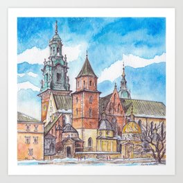 Cracow 3 - ink and watercolor illustration Art Print