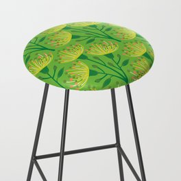 EUCALYPTUS FLORAL in BRIGHT TROPICAL GREEN AND YELLOW Bar Stool