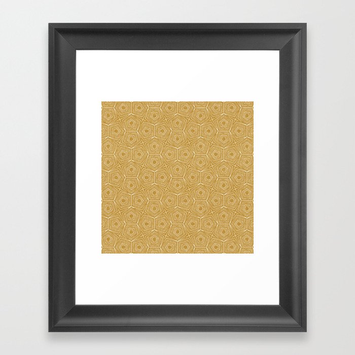 pentagon and stars - mustard Framed Art Print
