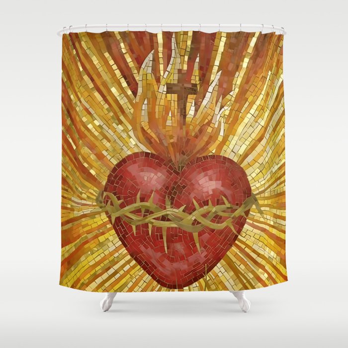 Sacred heart stained glass Shower Curtain