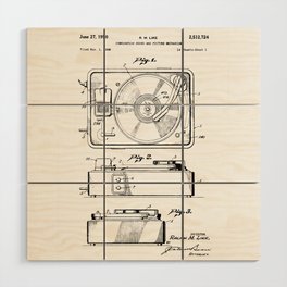Turntable Patent Wood Wall Art