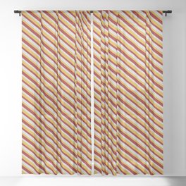 [ Thumbnail: Dark Red, Light Gray & Goldenrod Colored Stripes/Lines Pattern Sheer Curtain ]