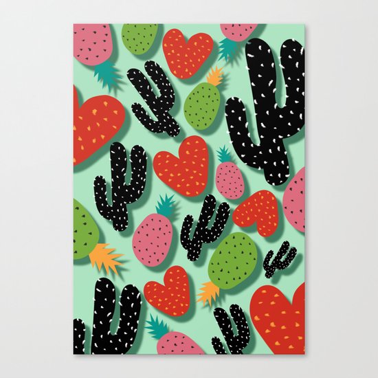 Cactus Love and Pineapples Canvas Print
