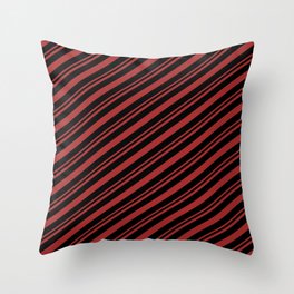 [ Thumbnail: Brown & Black Colored Lines Pattern Throw Pillow ]