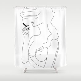 Woman Smoking Shower Curtain