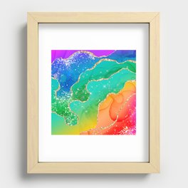 Vibrant Rainbow Glitter Agate Texture 08 Recessed Framed Print