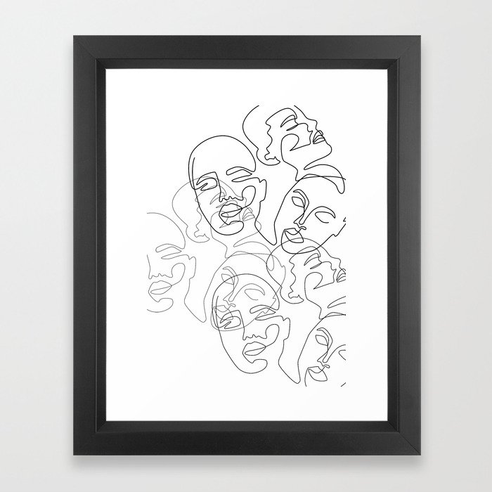 Lined Face Sketches Framed Art Print