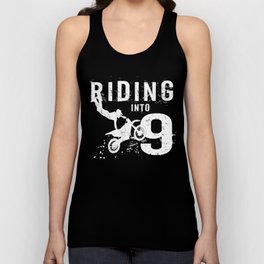 Riding Into 9 Years Old 9th Birthday Boy Dirt Bike Party product Unisex Tank Top