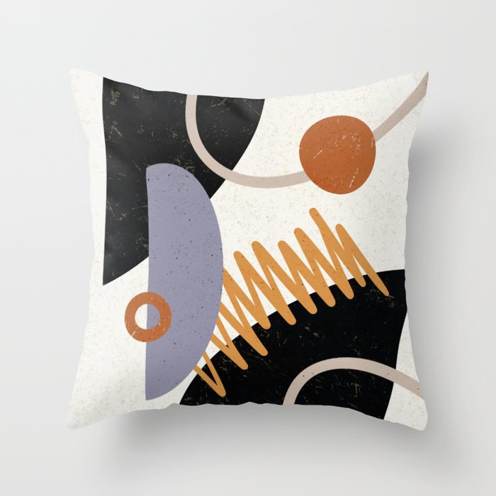 90s abstract shapes composition - minimalistic illustration Throw Pillow