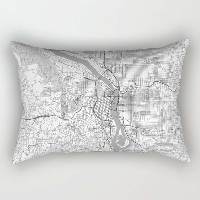 Portland City Map Line Rectangular Pillow